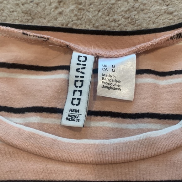 Pink black and white striped crop top - Picture 3 of 3